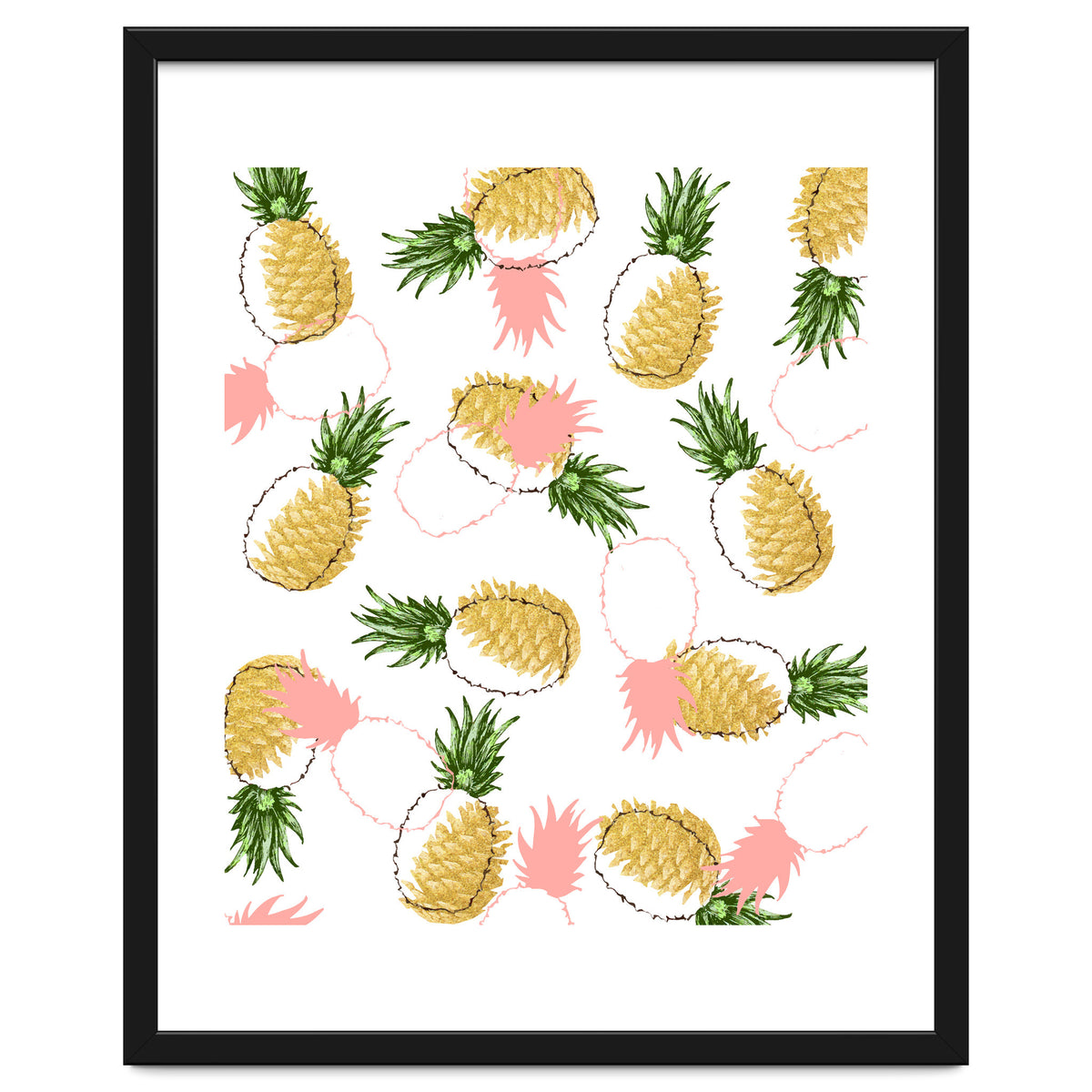 Pineapples & Pine Cones, Eclectic Tropical Nature Illustration, Quirky Fun Fruit Food Graphic Design