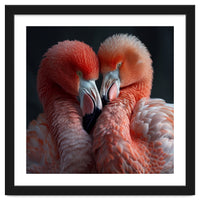 Two Flamingos Together Showing Affection