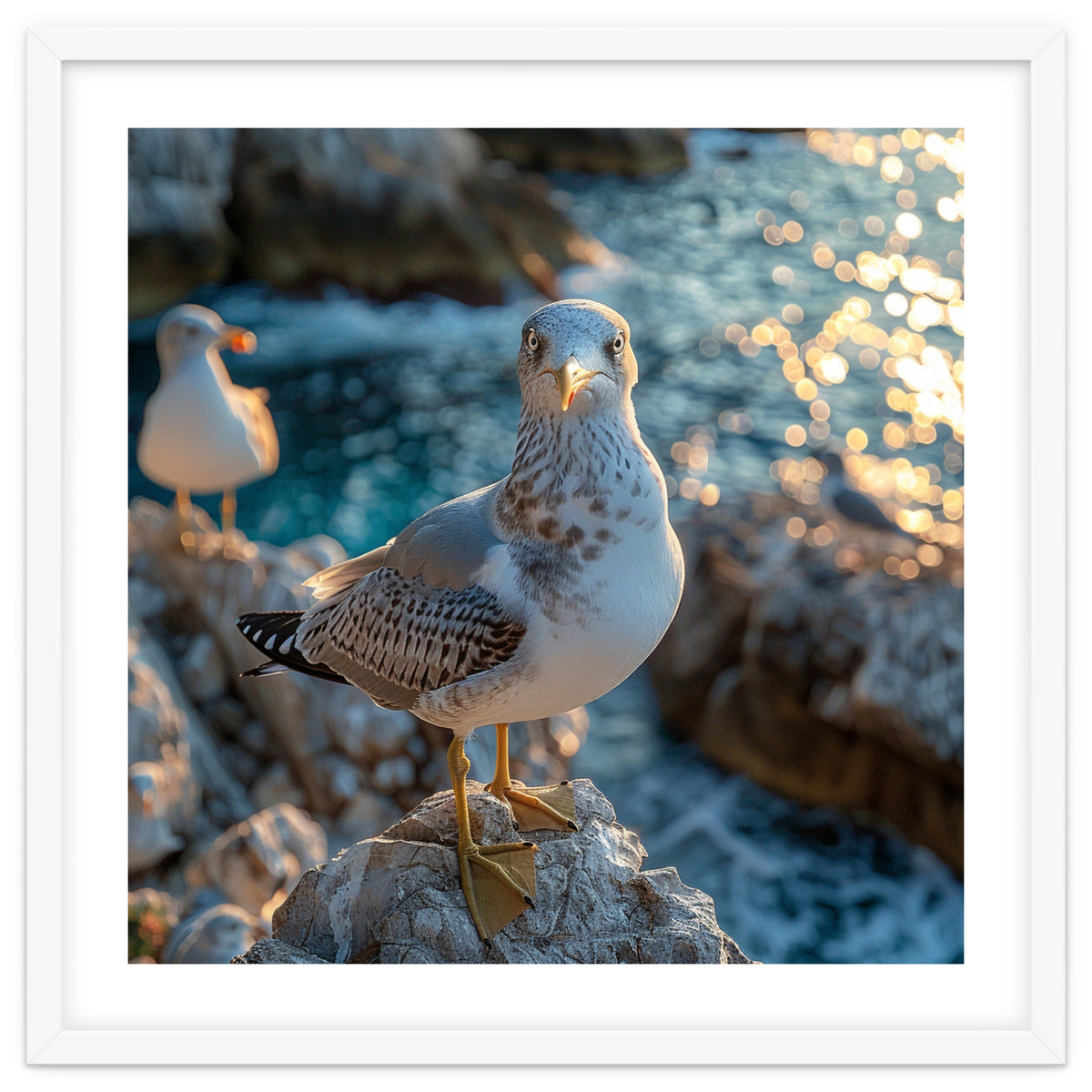 Seagull Standing On Rocks Near Water