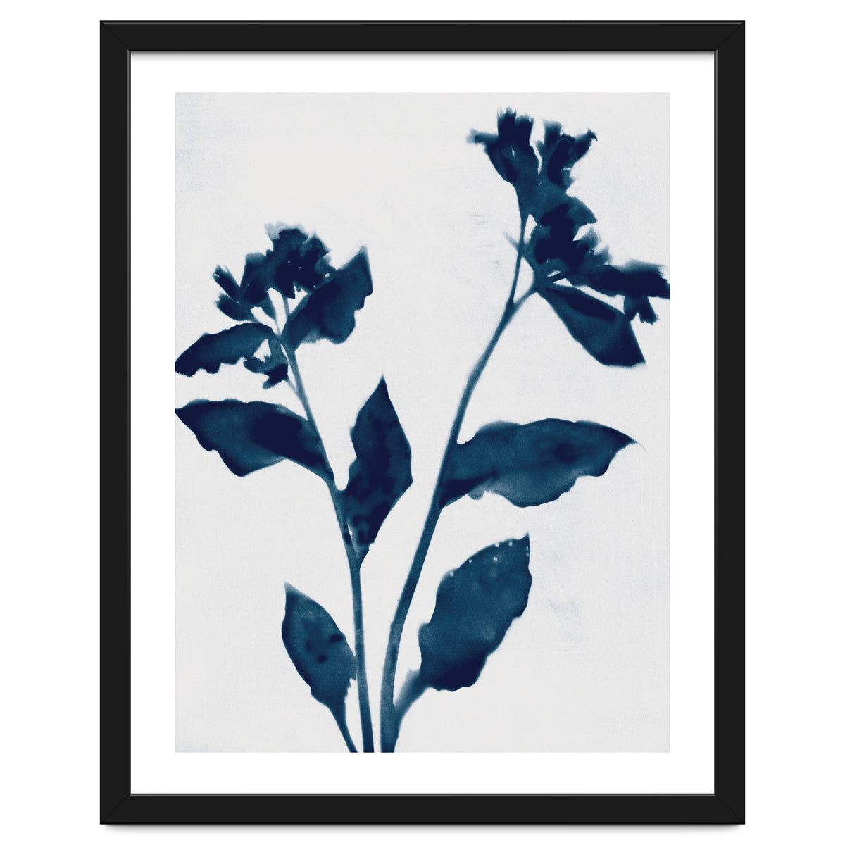 Indigo Blue Flower Silhouette 2