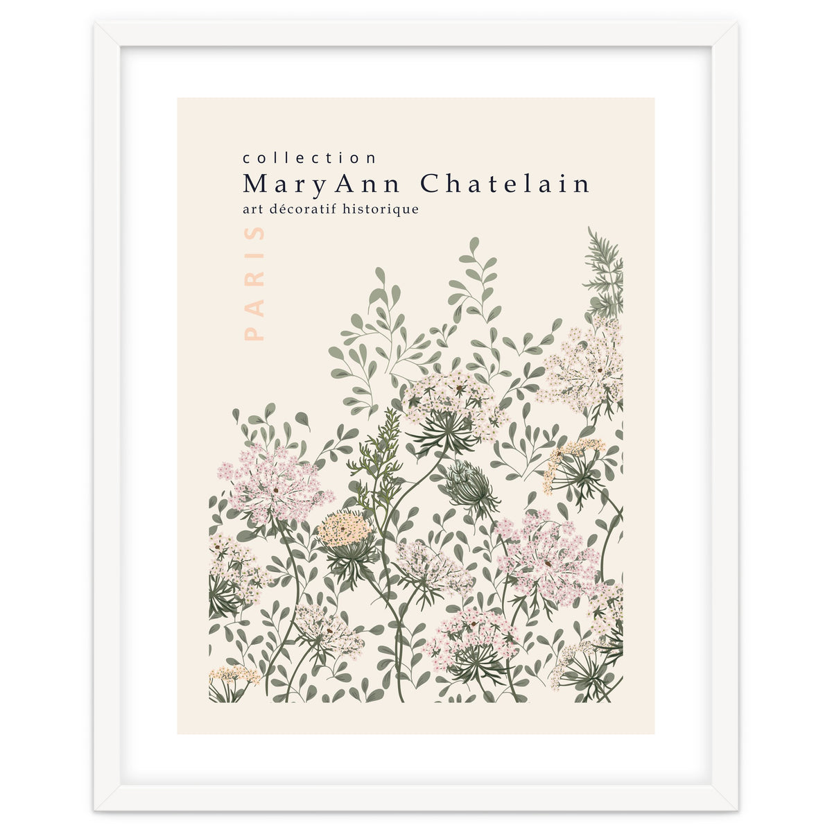 Historic decorative art Paris Queen Anne's lace