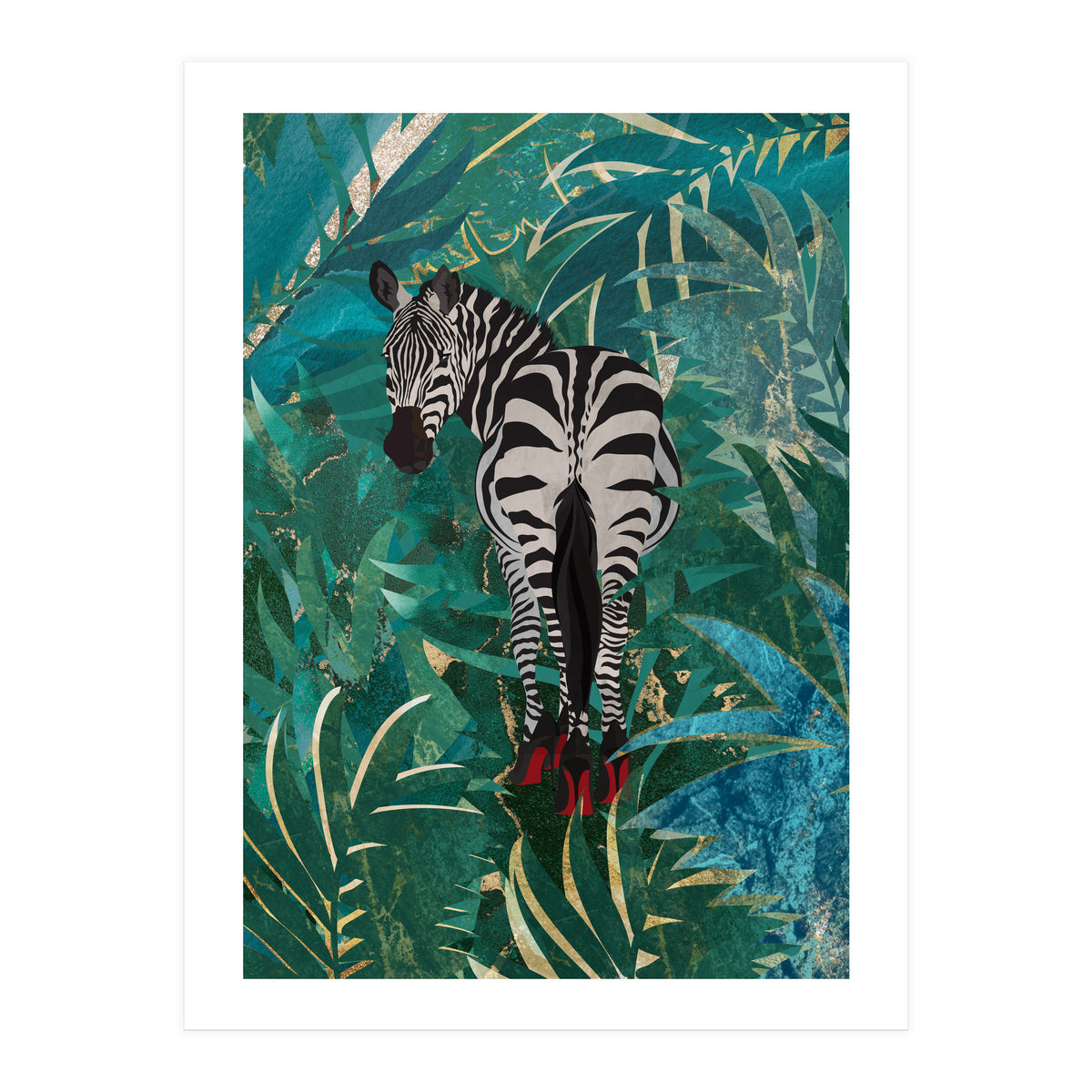 Zebra in the Jungle Heels  (Print Only)