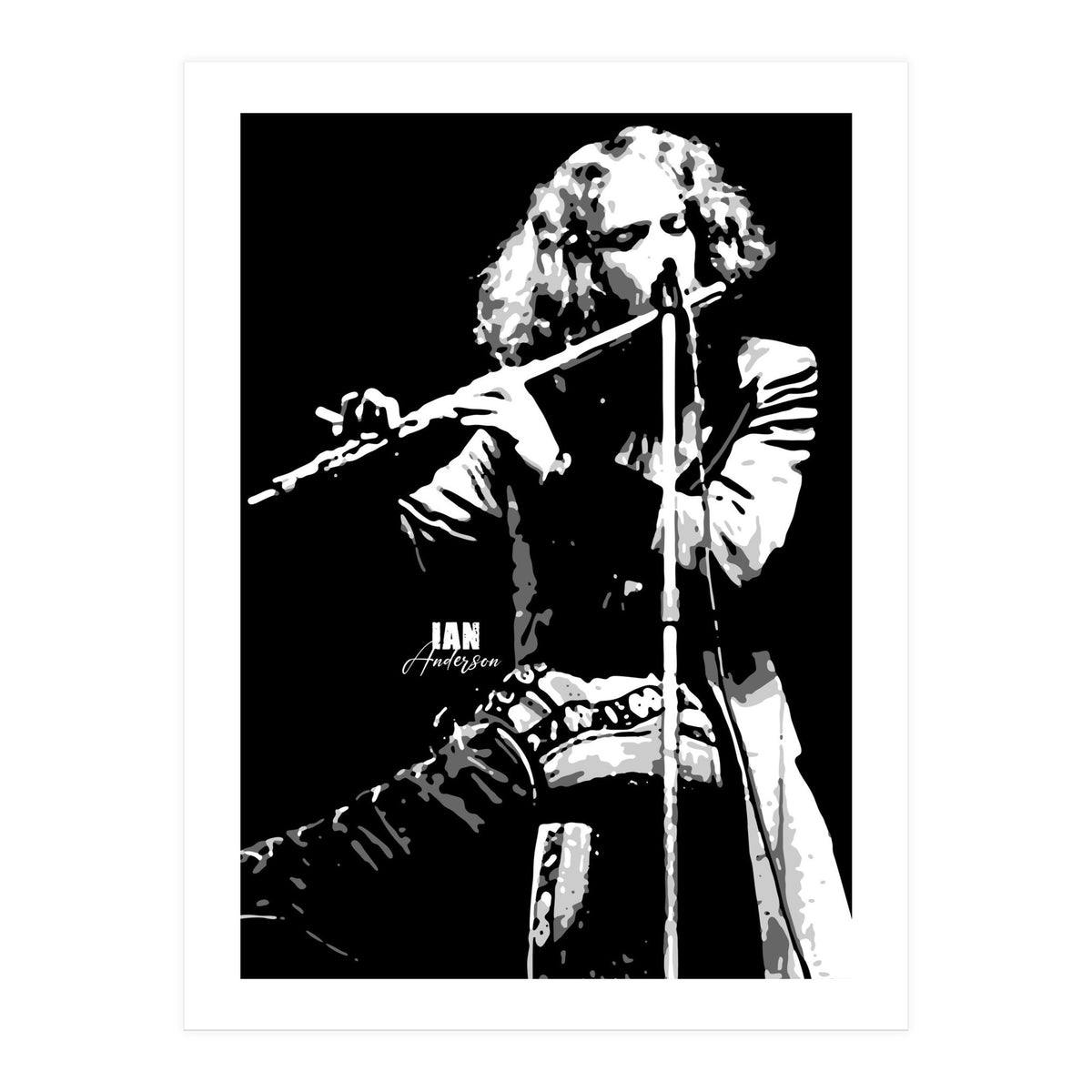 Ian Anderson British Musician Legend in Grayscale (Print Only)