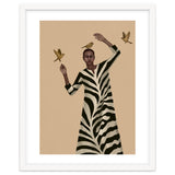 Woman With Birds And Zebra Pattern Dress thumbnail