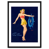 Pinup Girl Is Posing With A Steering Wheel thumbnail