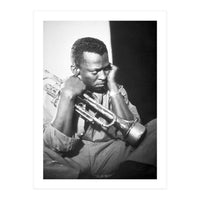 Jazz trumpeter Miles Davis early in his career playing in New York City, circa 1955. (Print Only)