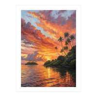 Impressionist Tropical Sunset Over Paradise Island (Print Only)