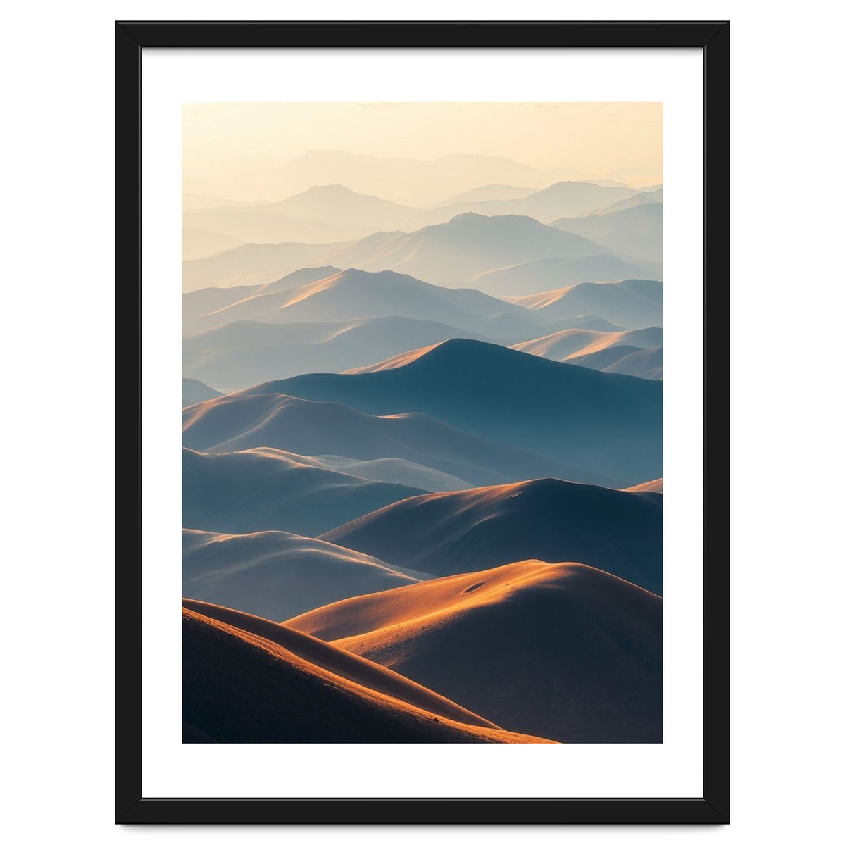 Misty Desert Mountain Range Art