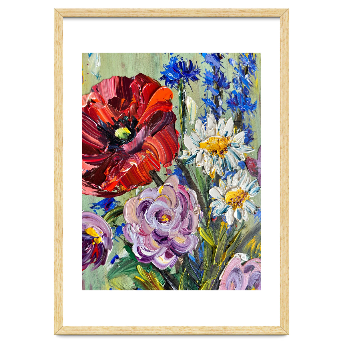 Vibrant Wildflower Meadow Oil Painting