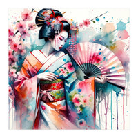 Watercolor Geisha Dancer #2 (Print Only)
