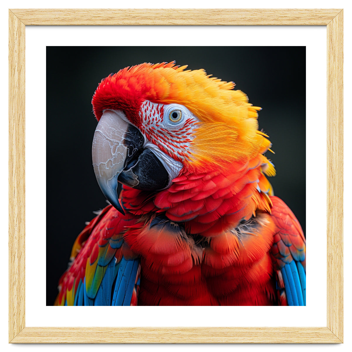 Scarlet Macaw Parrot Portrait Vivid Colors