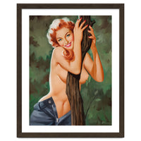 Topless Pinup Behind The Tree