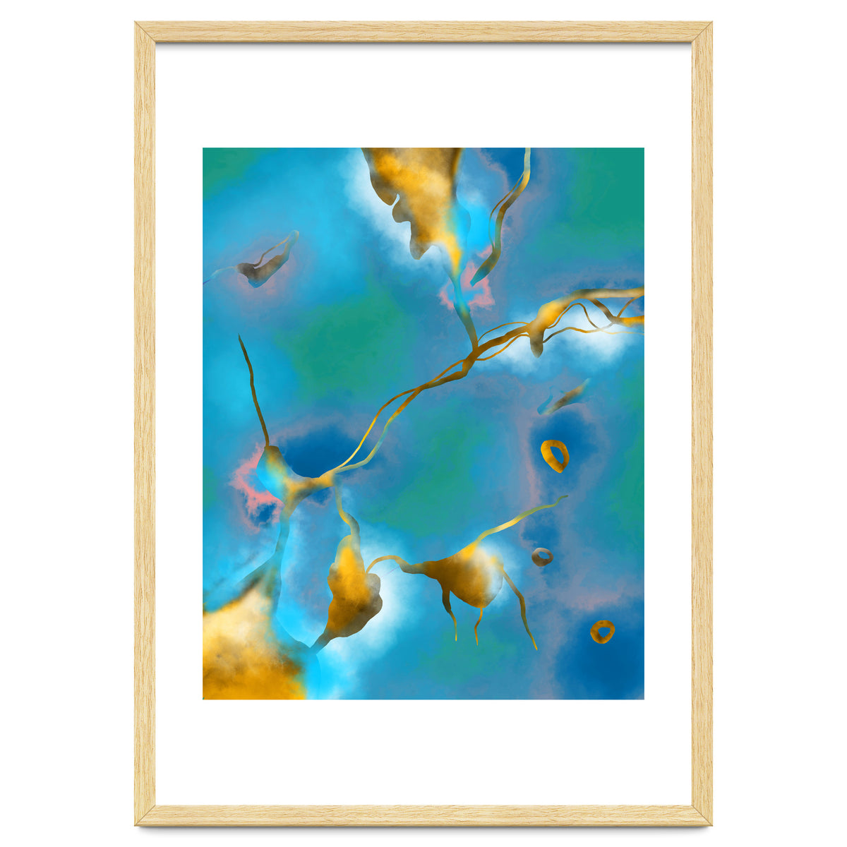 In My Veins, Abstract Marble Gold Texture, Eclectic Painting Resin Bohemian, Contemporary Luxe Chic Luxury