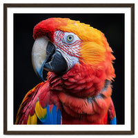 Scarlet Macaw Parrot Close Up Portrait Vivid Colors