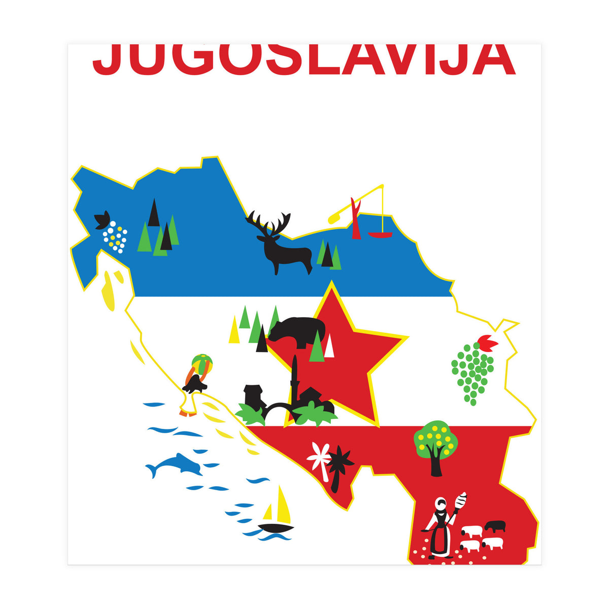 Yugoslavia Map (Print Only)