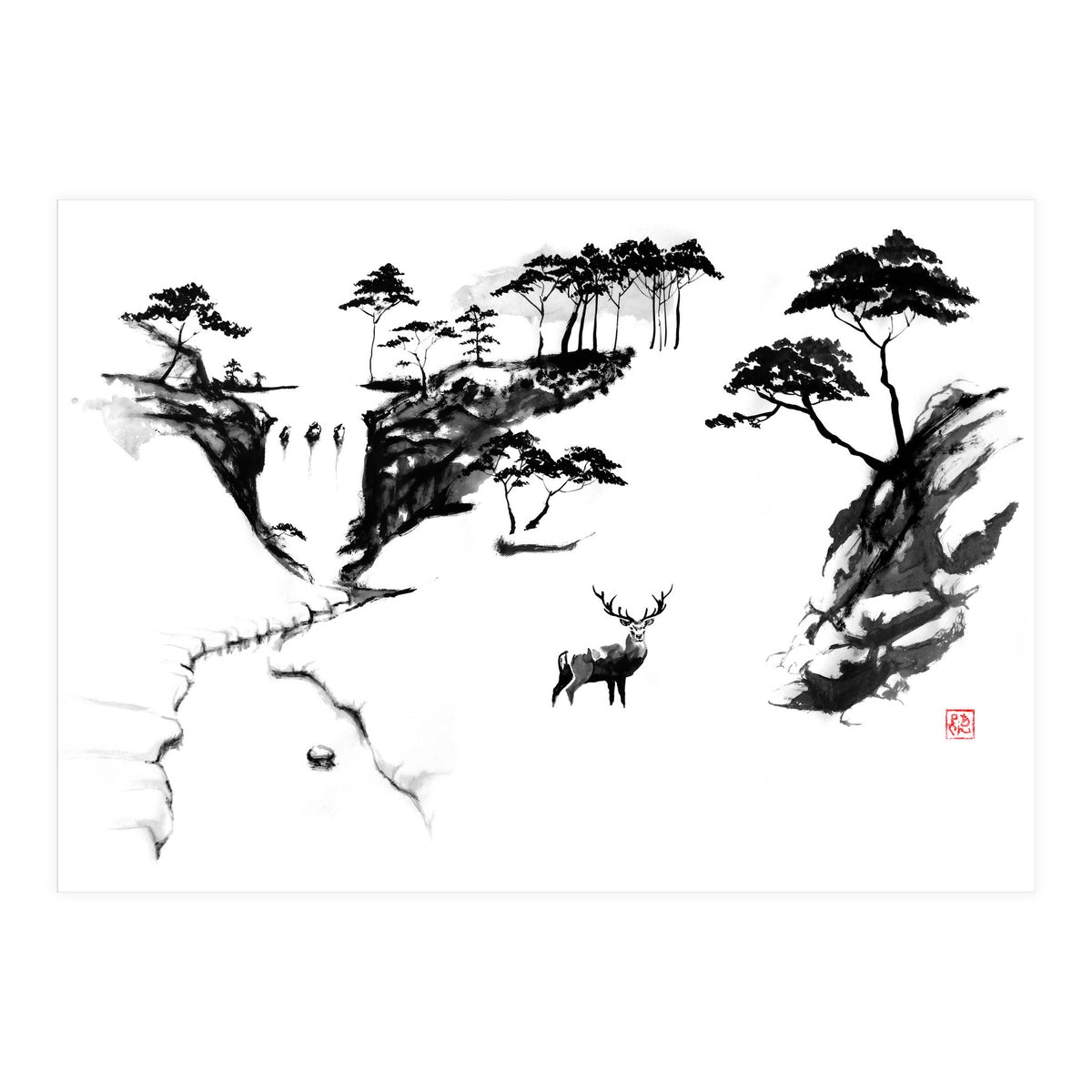 Deer In The Snow (Print Only)