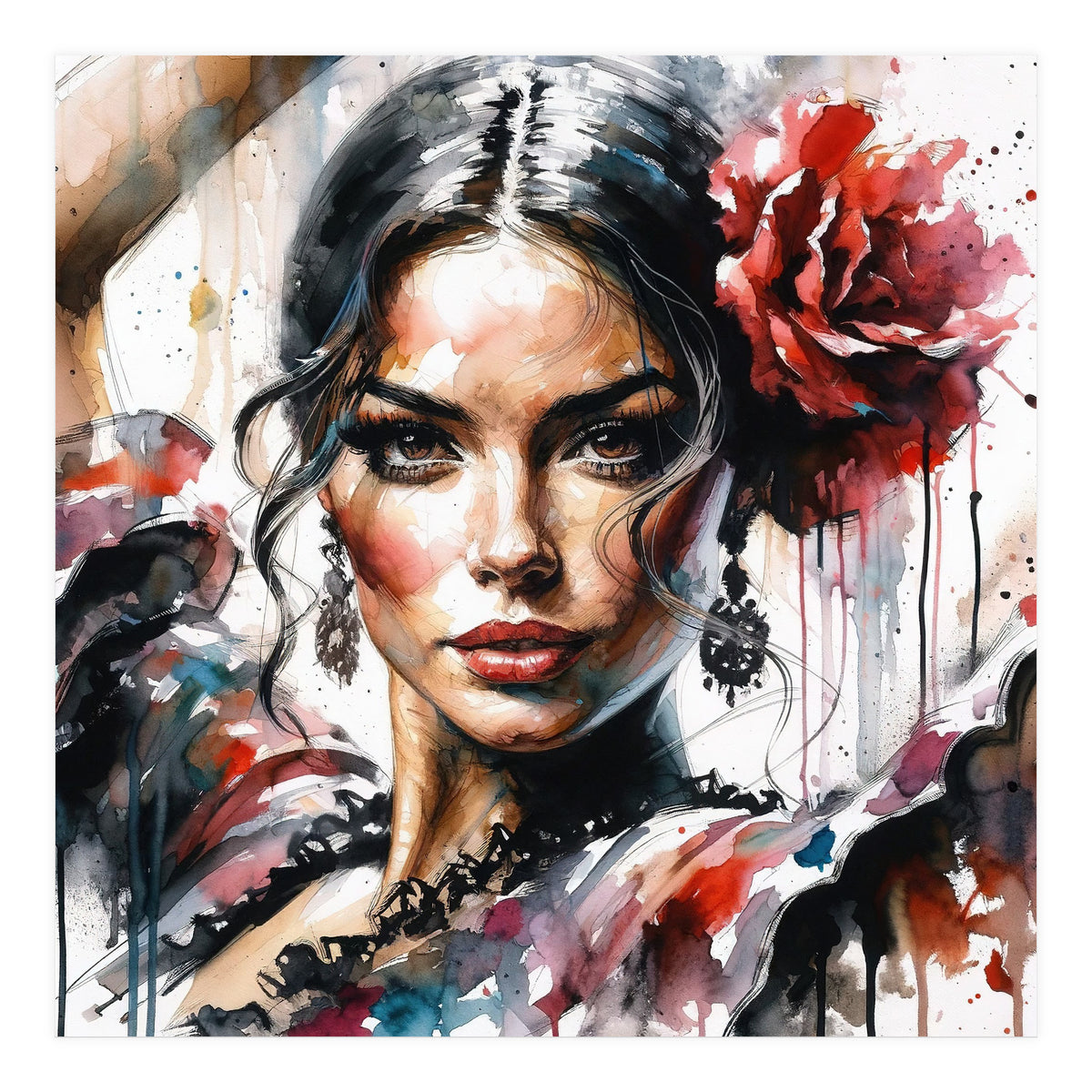 Watercolor Flamenco Dancer #2 (Print Only)