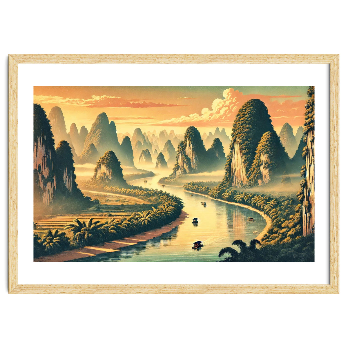 Vintage China, Guilin Karst Mountains Poster