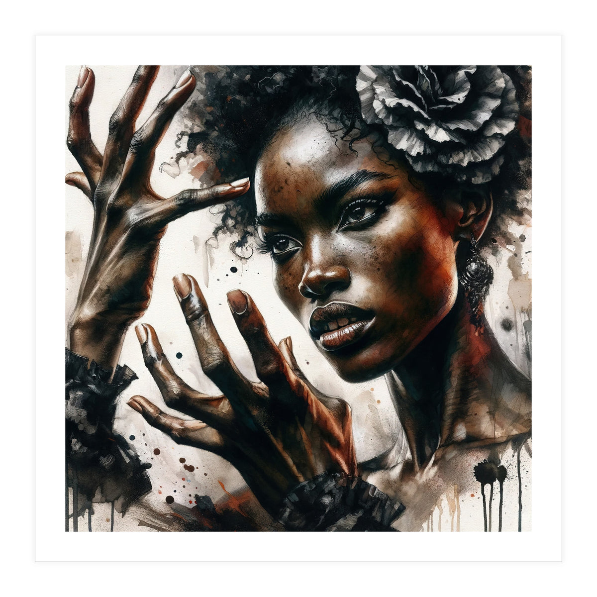 Noir Flamenco Hands Portrait (Print Only)