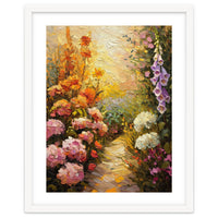 Golden Hour Summer Garden Path Oil Painting
