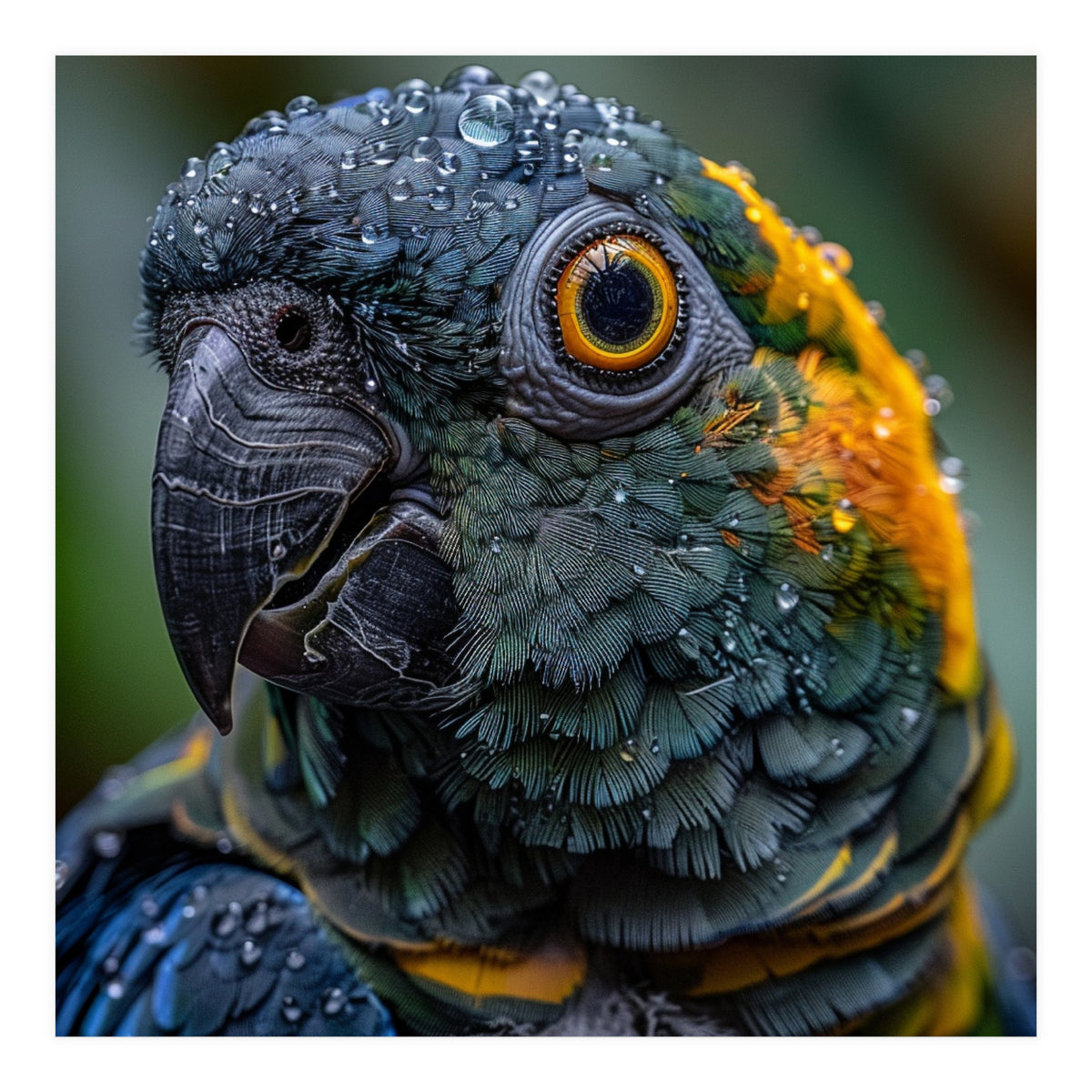 Close Up Of A Wet Macaw Parrot Head (Print Only)