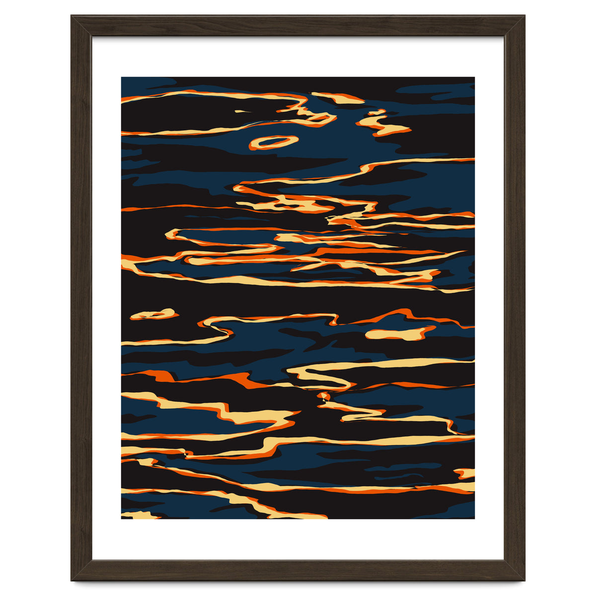 Sunset Reflection, Positivity Hope Growth Optimism Mindset, Nature Marble Dark Ocean