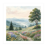 Serene Mountain Meadow Watercolor Landscape (Print Only) thumbnail