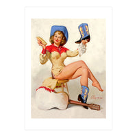 Pinup Sexy Cowgirl Cleaning Her Boots (Print Only)