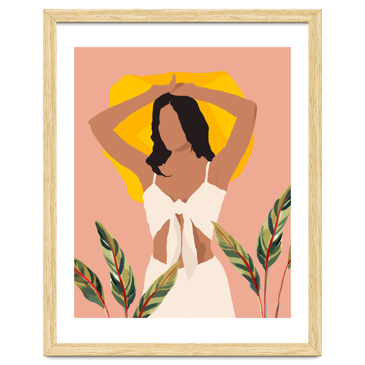 Fold Up The Sun & Take It Wherever You Go, Bohemian Woman Self Love Self Care Pastel , Plant Lady Tropical Boho Contemporary