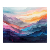 Vibrant Abstract Watercolor Mountain Landscape (Print Only)
