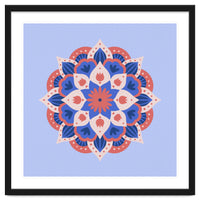 Mandala flower - blue and coral