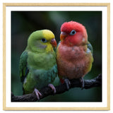 Two Lovebirds Sitting Together On A Branch thumbnail