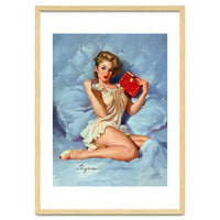 Pinup Sexy Girl Posing With Her Red Book