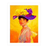 Audrey Hepburn Pop Art, Vibrant Floral Hat Portrait, Iconic Movie Star Illustration (Print Only) thumbnail