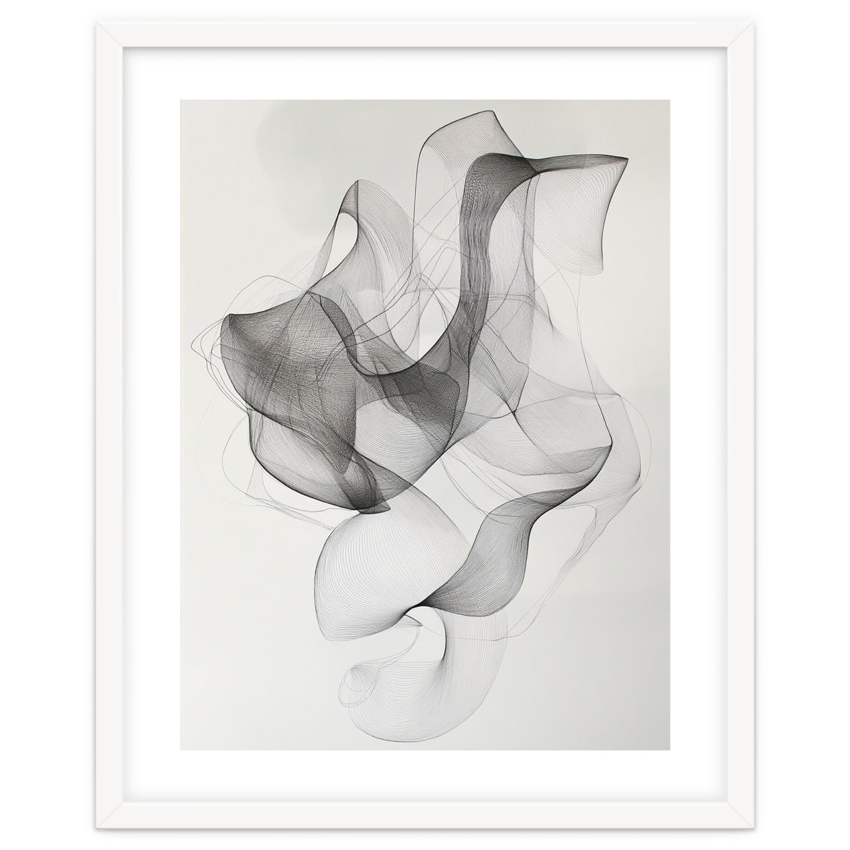 Abstract Black And White Swirling Lines Art