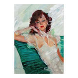Girl Is Resting On A Green Bench, Watercolor Painting (Print Only) thumbnail