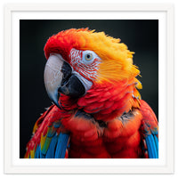 Scarlet Macaw Parrot Portrait Vivid Colors