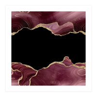 Burgundy & Gold Glitter Agate Texture 04 (Print Only)