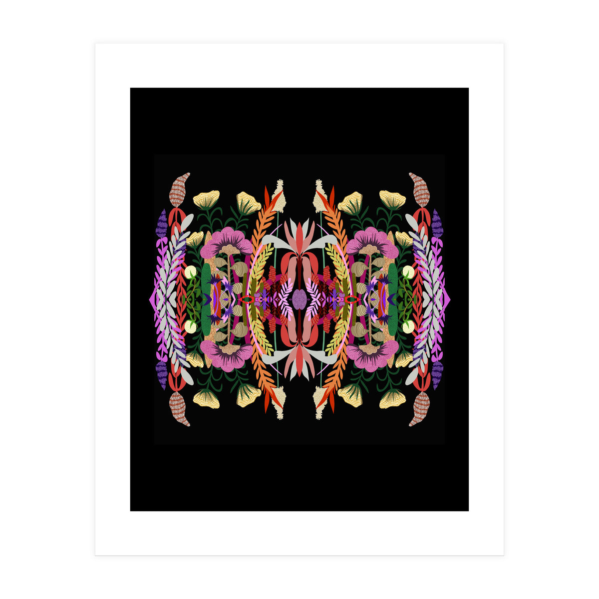 The Butterfly Effect Series 01, Paint Blot Mirror Colorful, Symmetrical Graphic, Eclectic Mandala (Print Only)