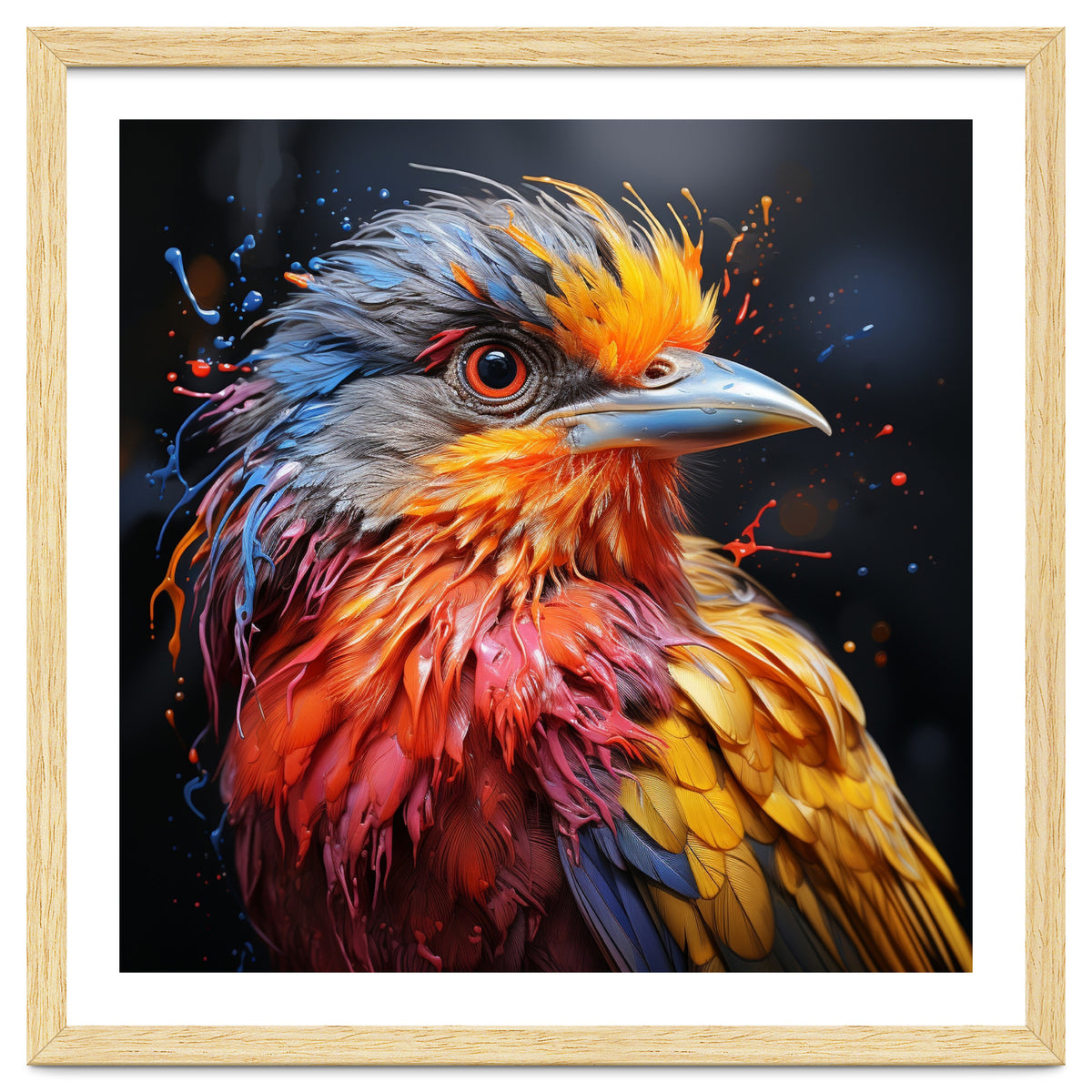 Vibrant Bird With Colorful Splatter Paint
