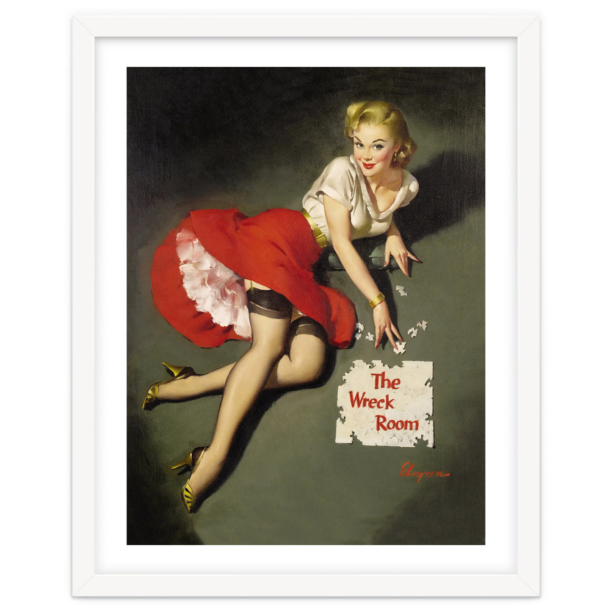 Pinup Sexy Girl Posing In Red Dress