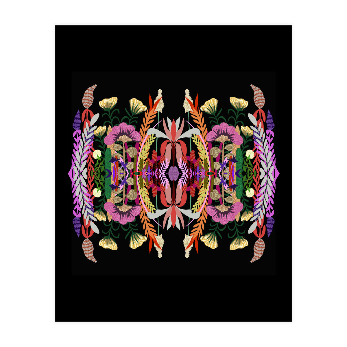 The Butterfly Effect Series 01, Paint Blot Mirror Colorful, Symmetrical Graphic, Eclectic Mandala (Print Only)
