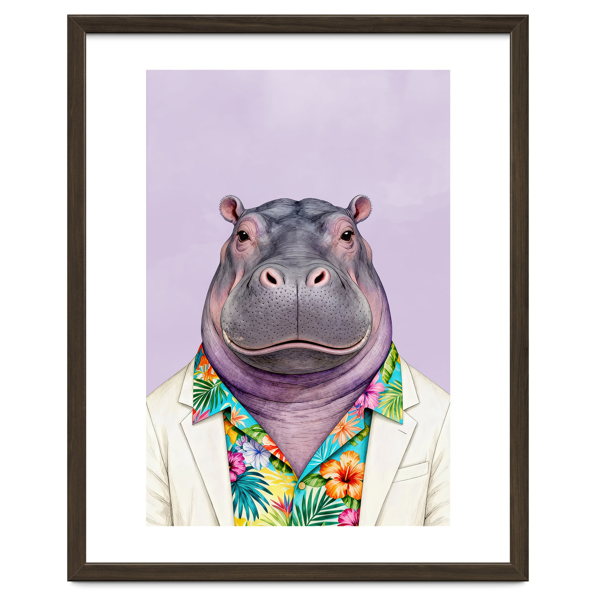 Hippopotamus in Gangster Havana Shirt