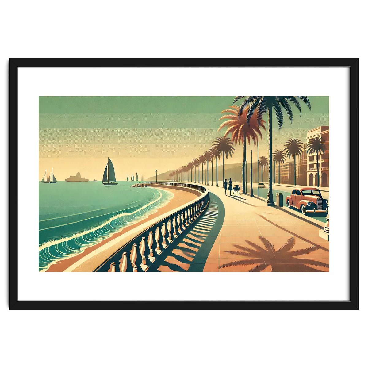 Vintage Coastal Promenade Poster