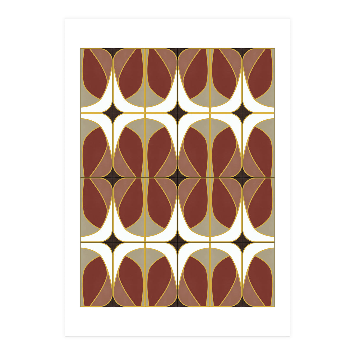 Umber Nouveau Tiles (Print Only)
