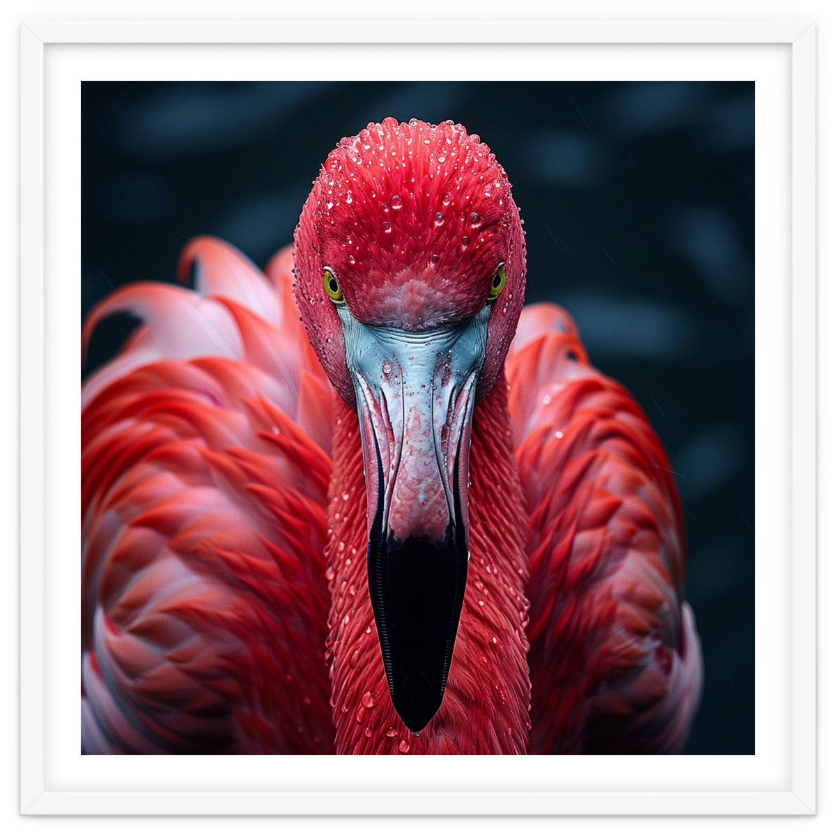 Close Up Flamingo Face With Water Droplets
