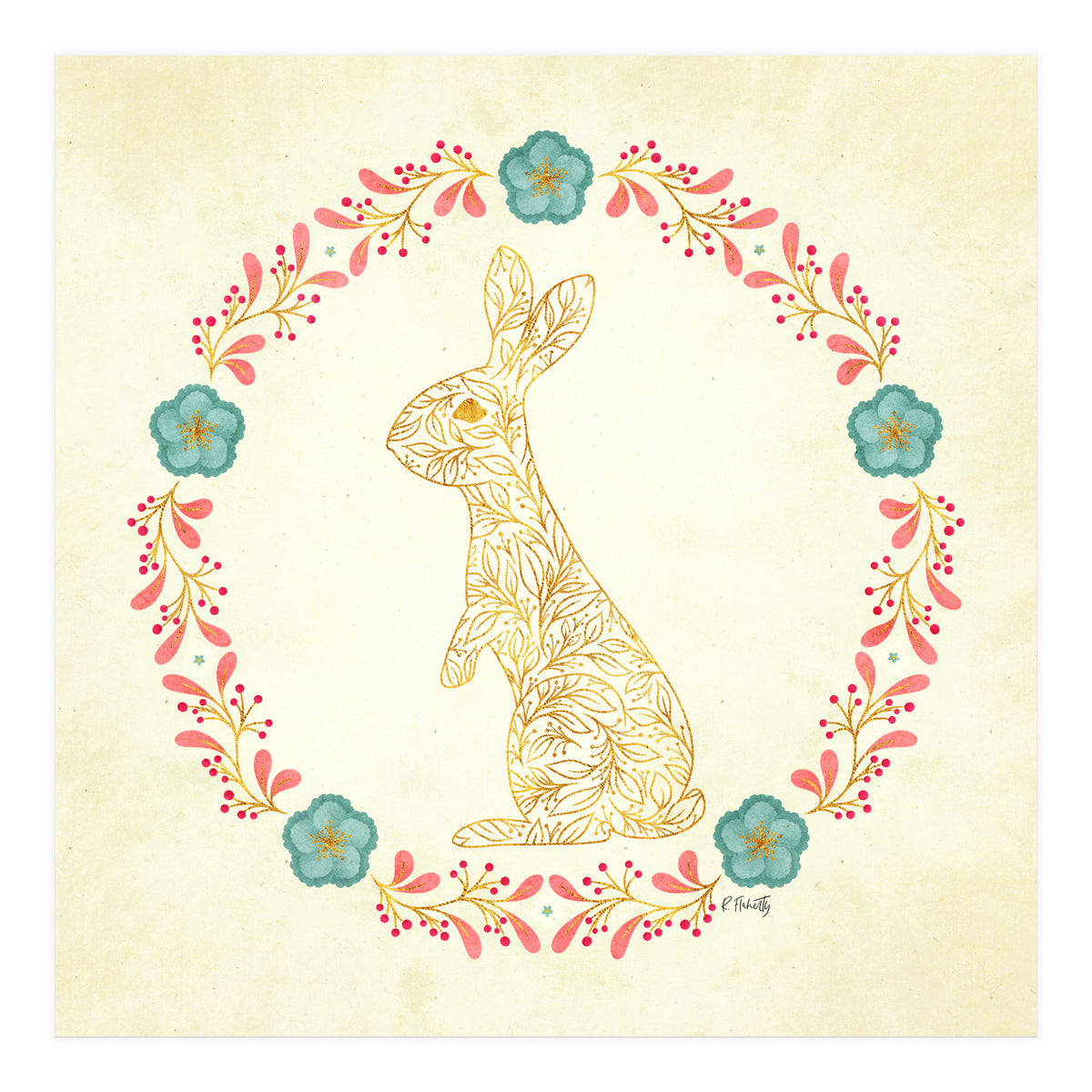 Floral Rabbit Wreath (Print Only)