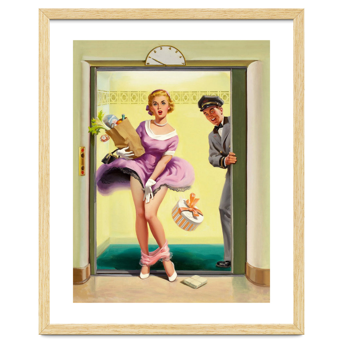 Pinup Sexy Girl Had Accident While Leaving The Elevator