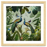 Vintage Exotic Asian Peacocks In Tropical Jungle Landscape thumbnail