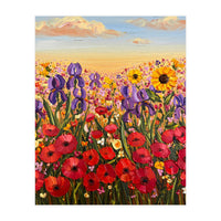 Vibrant Wildflower Field Oil Painting (Print Only)